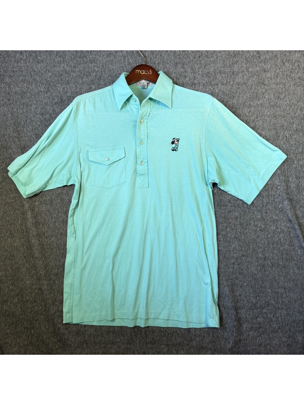 Vintage Titleist Polo Shirt Mens L Green Mickey Mouse Disney Golf Pocket Japan
